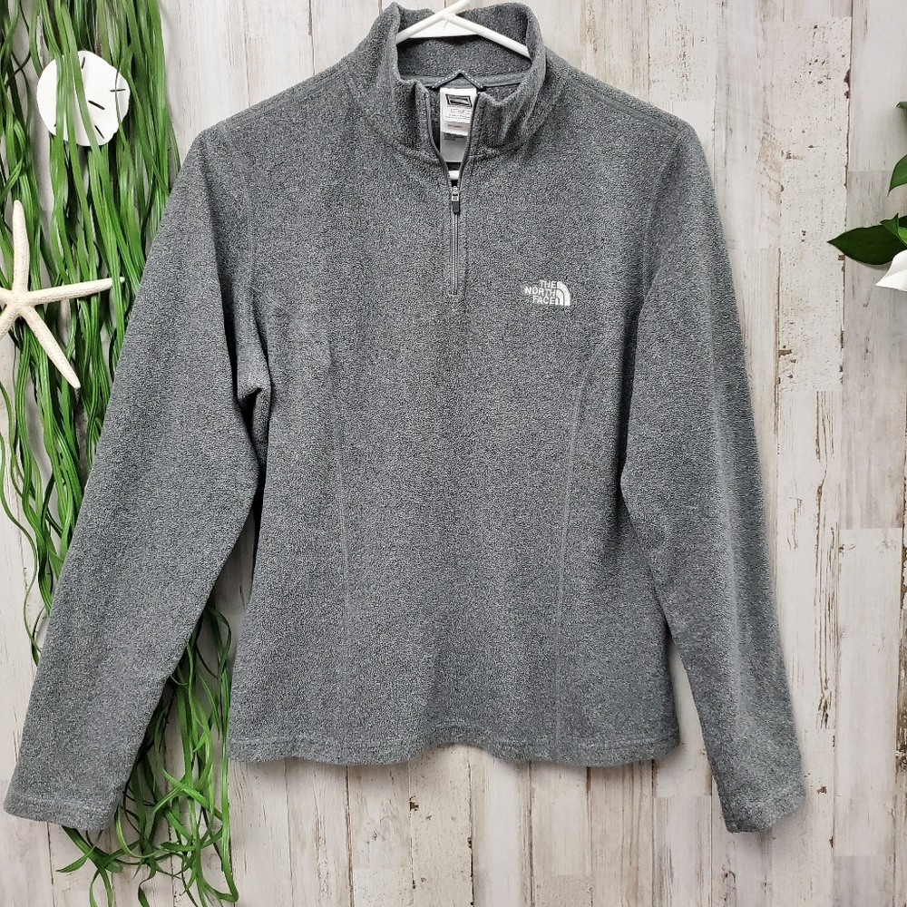 North Face 3/4 Zip Up Pullover Gray Medium